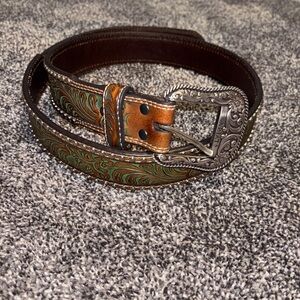 Ariat Leather Belt with Silver Buckle